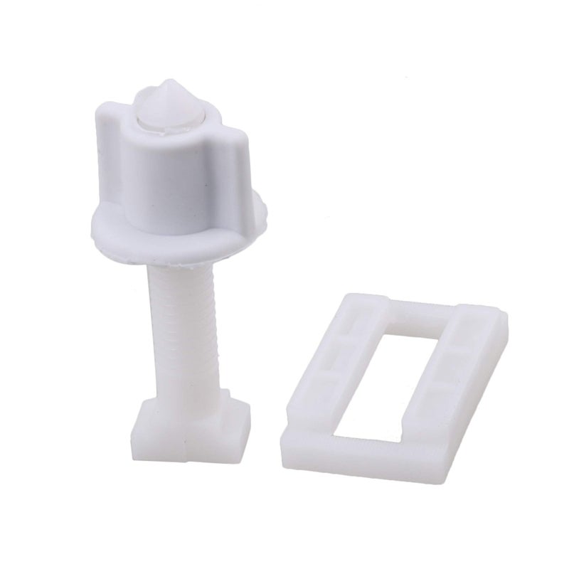 RDEXP White Plastic Rectangular Toilet Seat Cover Hinge Blind Hole Nut Screws 3.9x2.4x6.4 Spiral Tip Dia 0.9cm Pack of 10 - Image 2